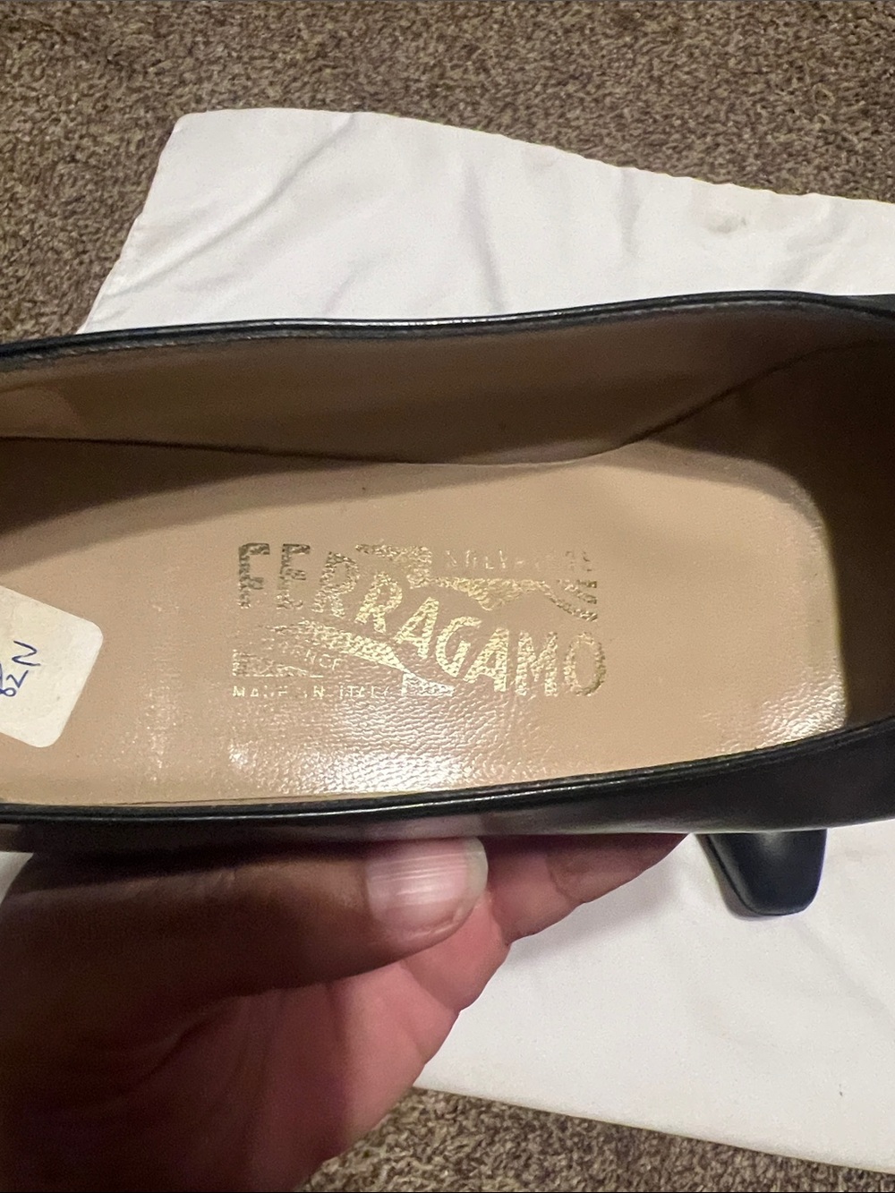 Salvatore Ferragamo black leather heels.
Size 8 1/2 AA. - Picture 2 of 8